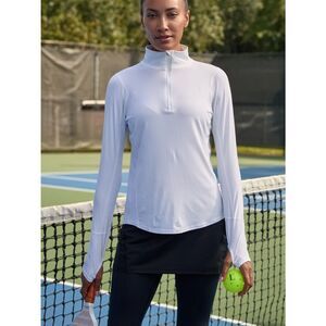 BloqUV White Quarter-Zip Mock neck UPF Performance Long-Sleeve Top size Small